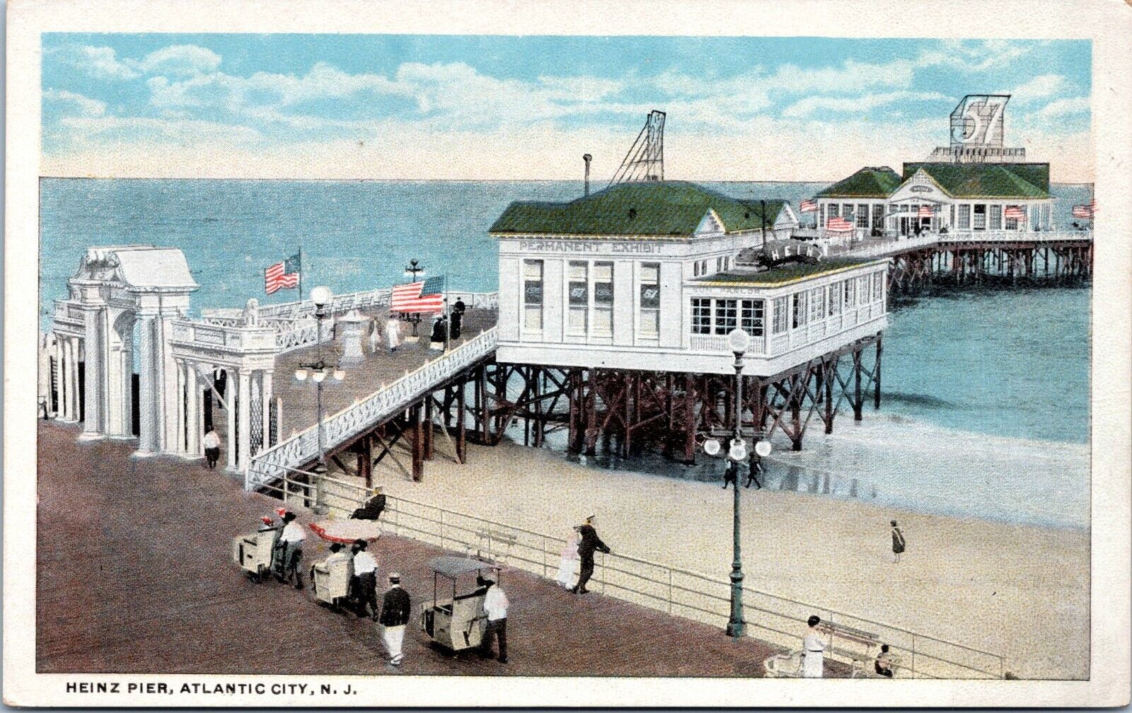 Heinz Pier, Atlantic City, New Jersey NJ - Unposted 1916 Postcard - Push Carts