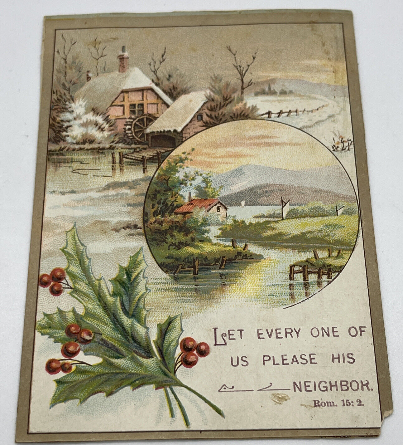 1880s Antique Victorian Paper Trade Card Cutout Scrapbook Rom 15:2 Christmas 20A
