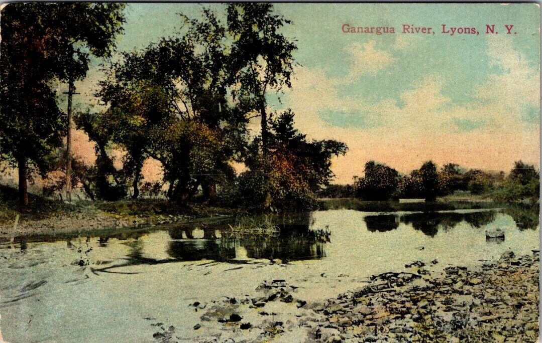 Lyons, NY, Ganargua River, Postcard, c1908 #2036