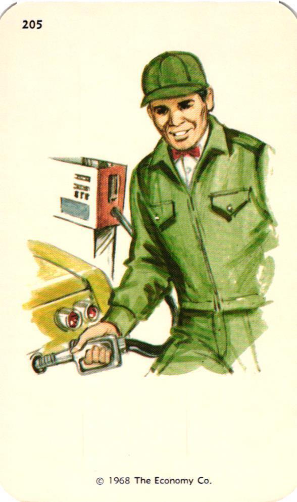 1968 Kindergarten Flash Card Gas Station #205 Economy Co. Smash Book Scrapbook