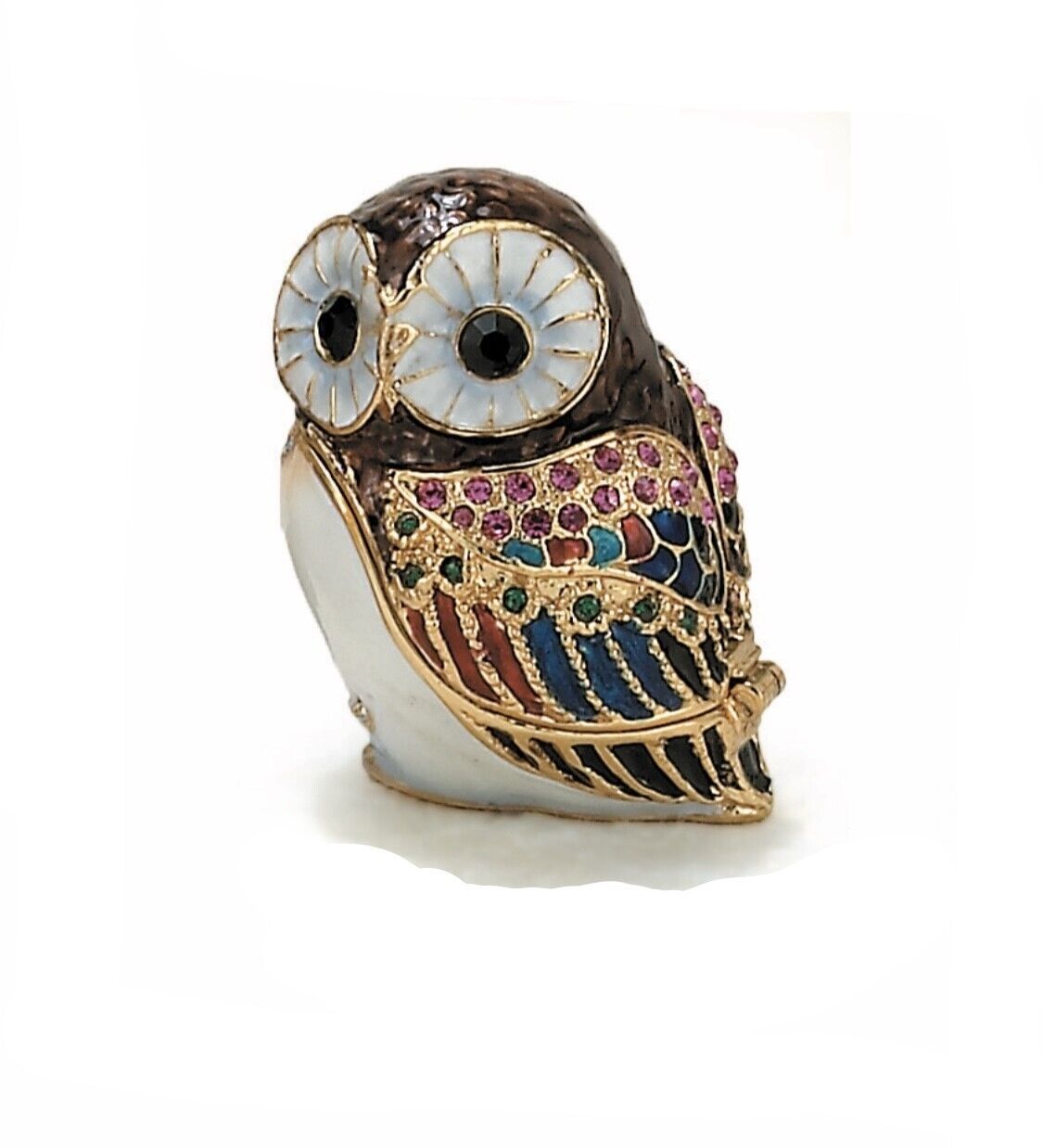 Kubla Craft Bejeweled Enameled Trinket Box: Mini Owl Box, Item# 3958B