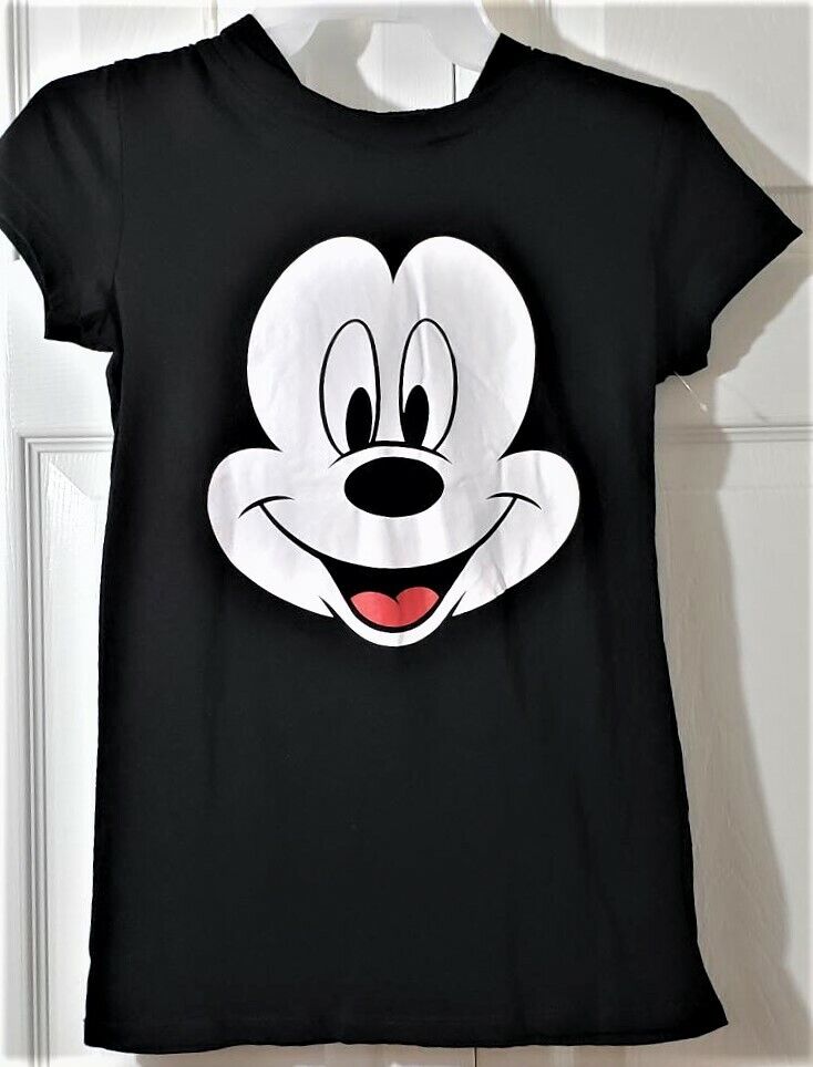 Disney Mickey Mouse Hoodie Graphic Tee Shirt with Ears Short Sleeves Juniors XL