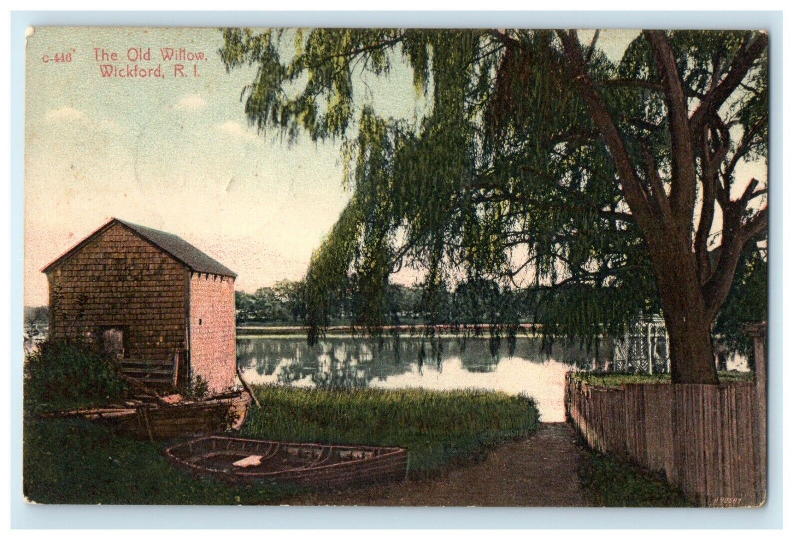 1907 The Old Willow Wickford Rhode Island RI Posted Antique Postcard