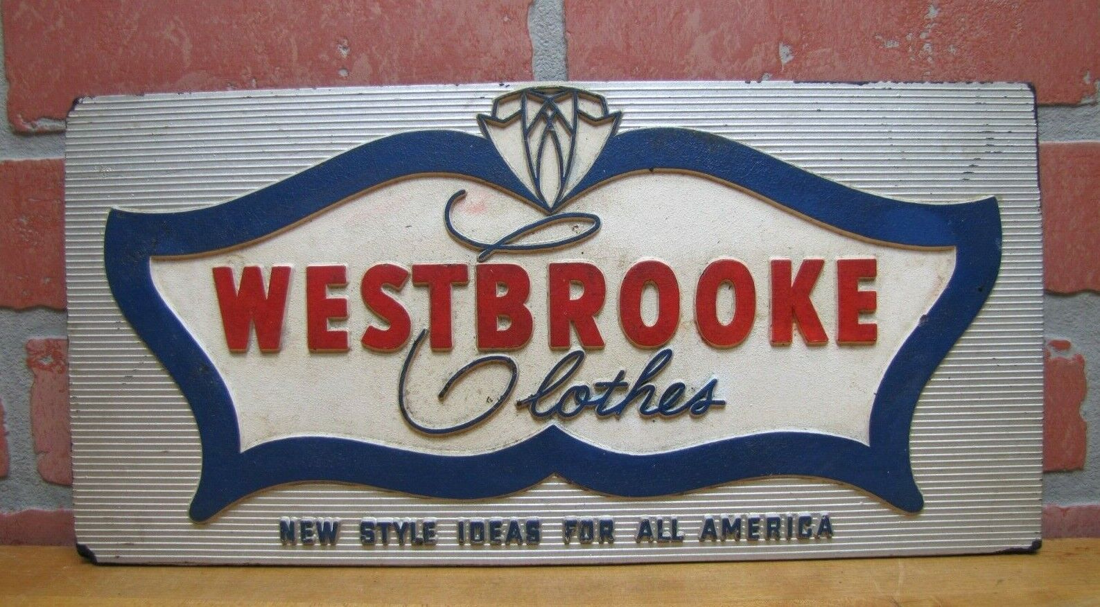 1950s WESTBROOKE CLOTHES Embossed Sign New Style Ideas America Made in USA