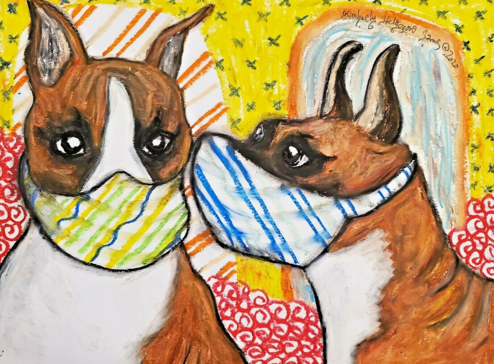 BOXER in Quarantine Art Print 11x14 Dog Collectible Signed by KSams Steampunk