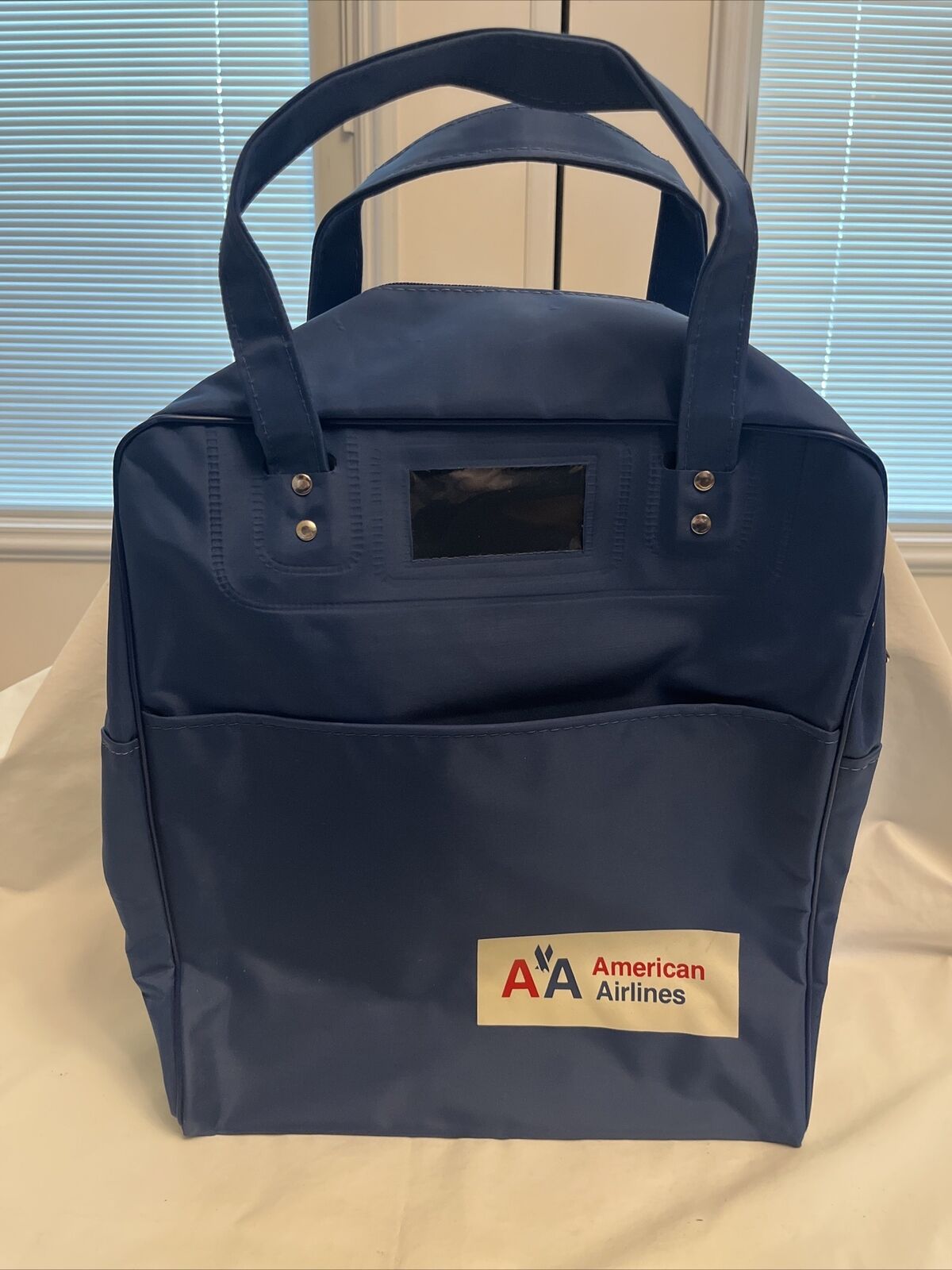 Vintage American Airlines Blue Nylon Carry On Travel bag 14x12”