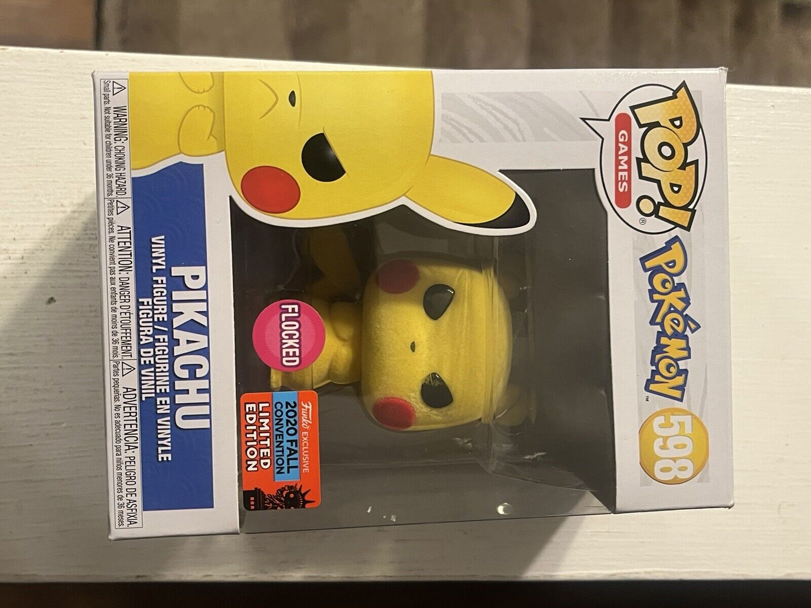 FUNKO POP FLOCKED ANGRY PIKACHU FIGURE POKEMON 2020 FALL CONVENTION GAMES #598