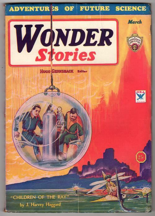 Wonder Stories Mar 1934 Frank Paul Cover; Jack Williamson - High Grade