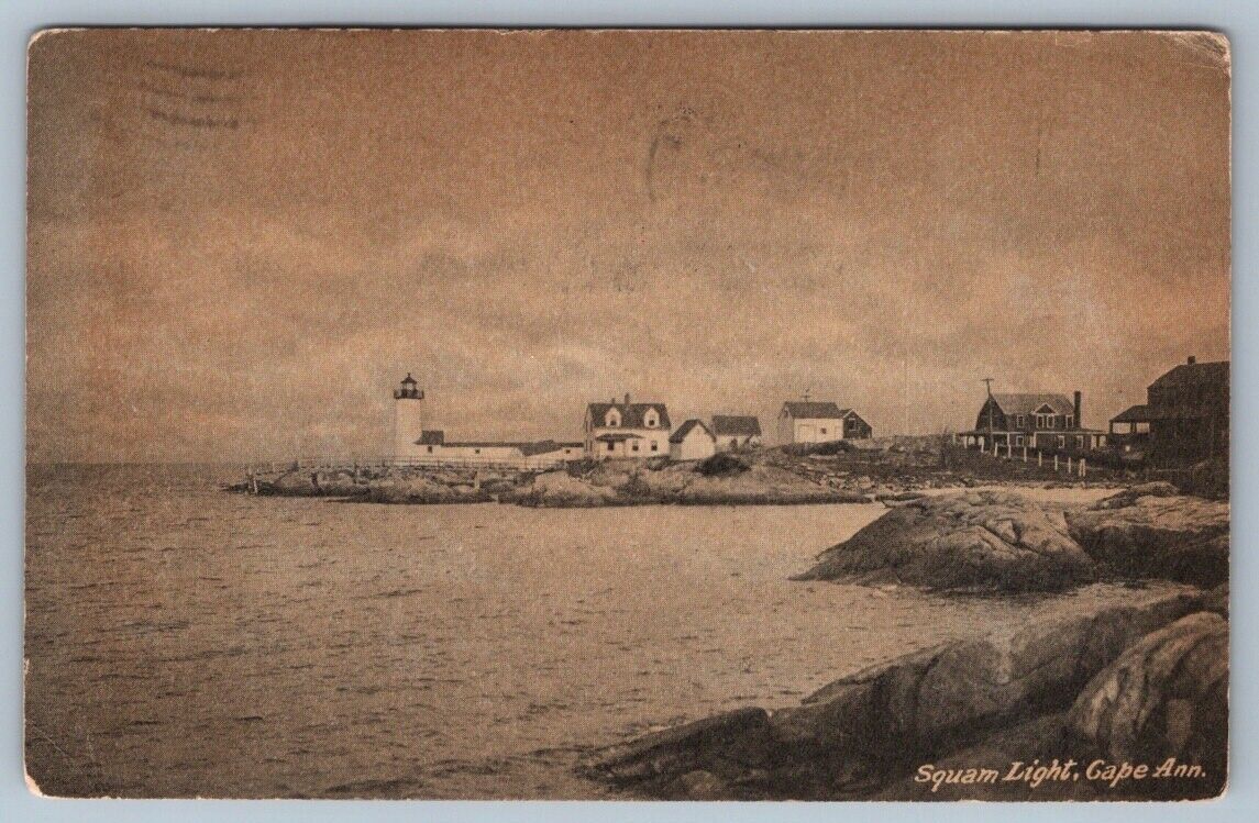 Postcard Cape Ann Massachusetts Squam Light Lighthouse