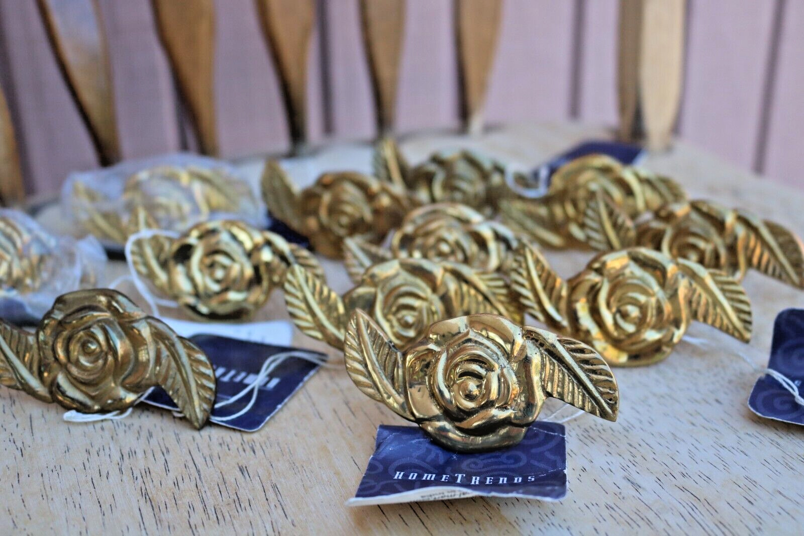 Vintage Gold Brass Rose Napkin Rings Brass Napkin Holders-Set of 6