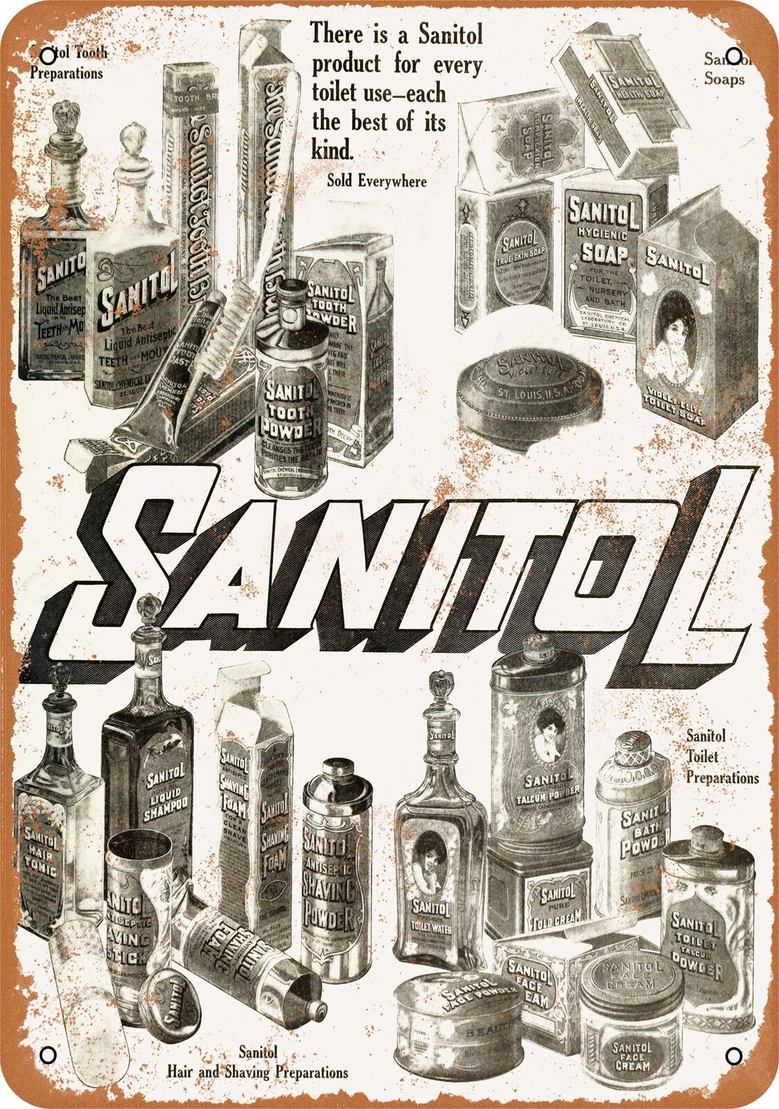 Metal Sign - 1910 Sanitol Toilet Products - Vintage Look Reproduction