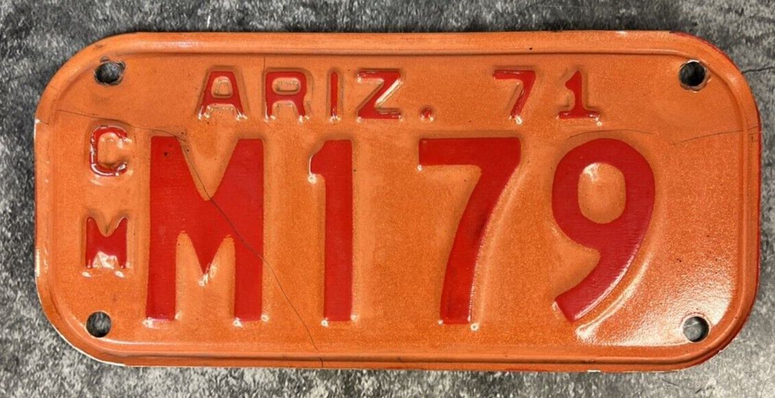 1971 ARIZONA MOTORCYCLE License Plate M179