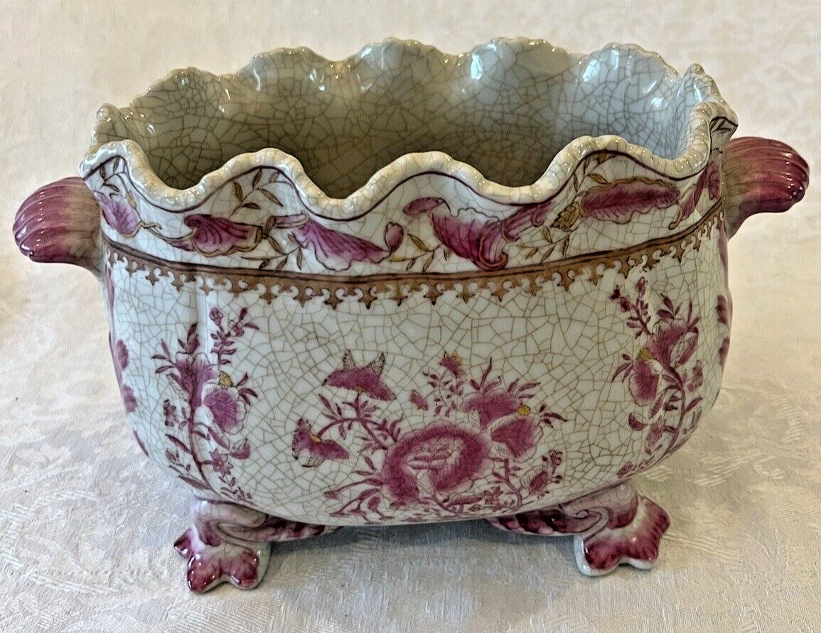 United Wilson JUWC 1897 Pink Porcelain Chinoiserie Cachepot Jardiniere Planter