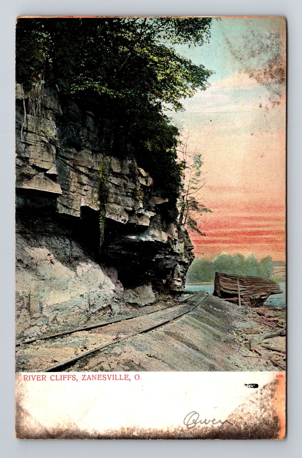 Zanesville OH-Ohio, River Cliffs, Vintage Postcard