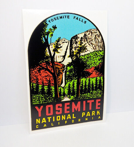 Yosemite National Park, Yosemite Falls Vintage Style Travel Decal, Vinyl Sticker