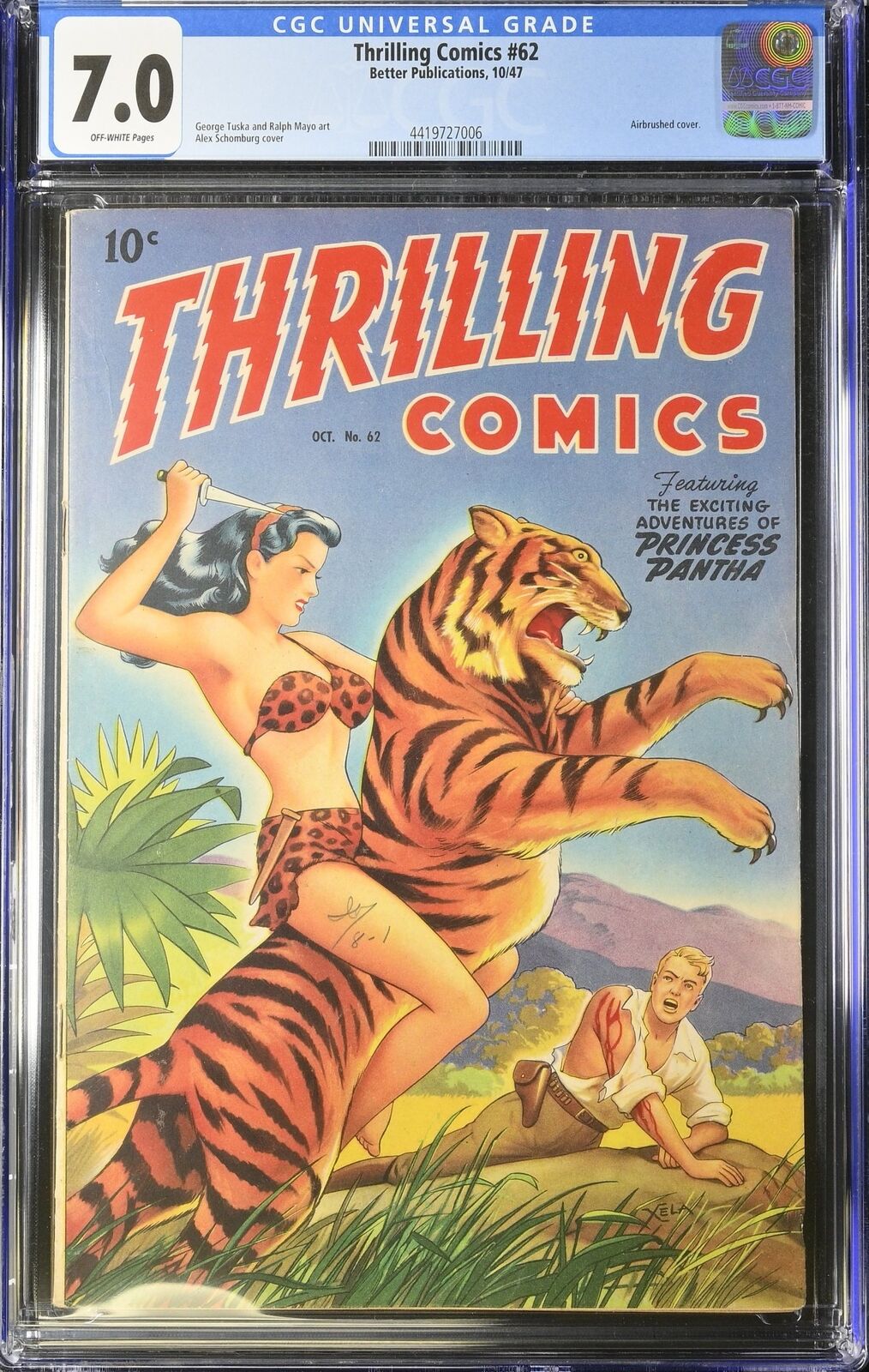 Thrilling Comics #62 CGC FN/VF 7.0 Off White Schomburg Good Girl Cover and Art