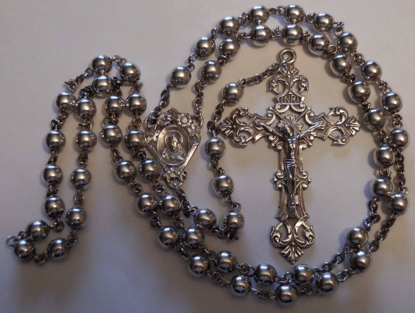 Vintage Sterling Silver Rosary Antique 27 Grams