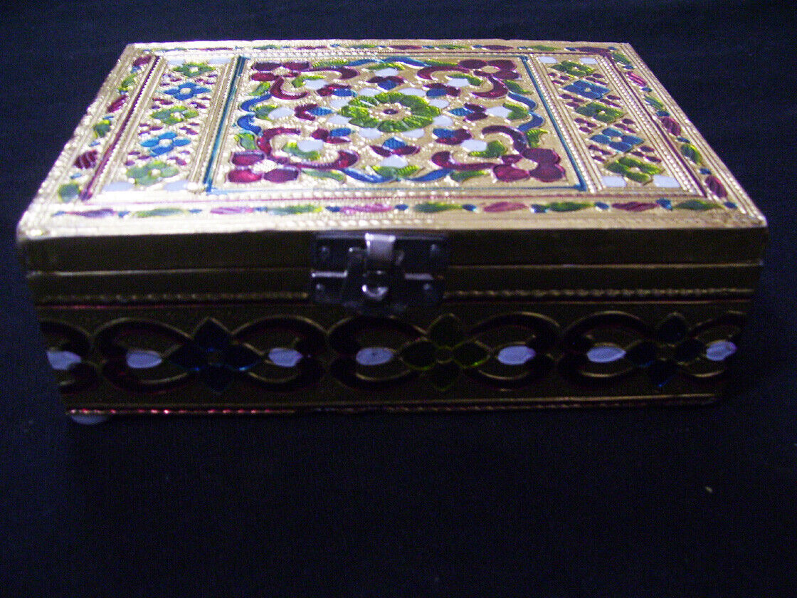 Oxidized golden MEENAKARI DRY FRUIT Gift box Decorative Work Handmade box