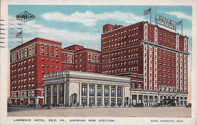 Postcard Lawrence Hotel Erie PA 1928