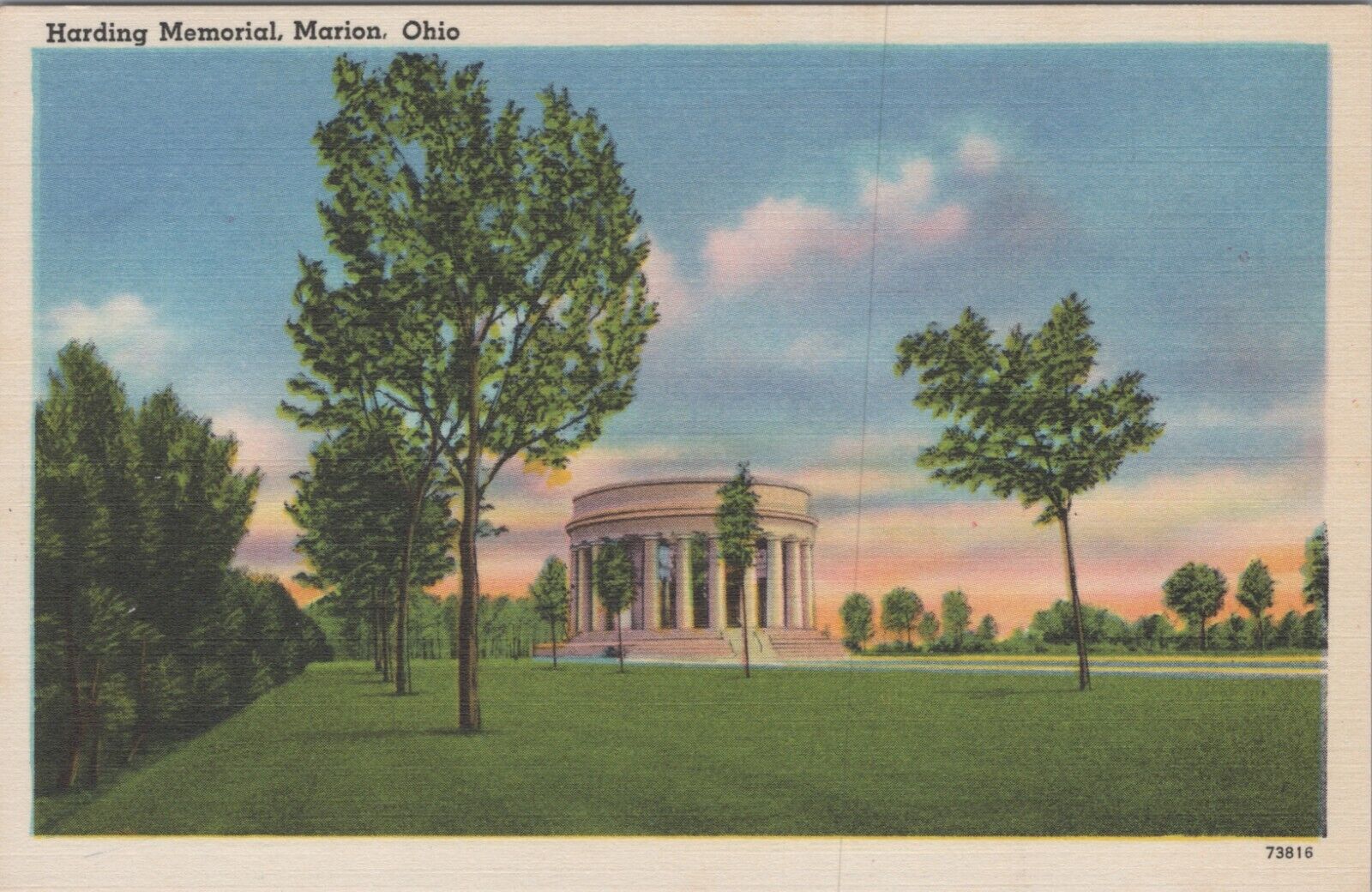 MR ALE c1930s Postcard Marion, Ohio OH Harding Memorial Trees Daytime UNP 5061.4