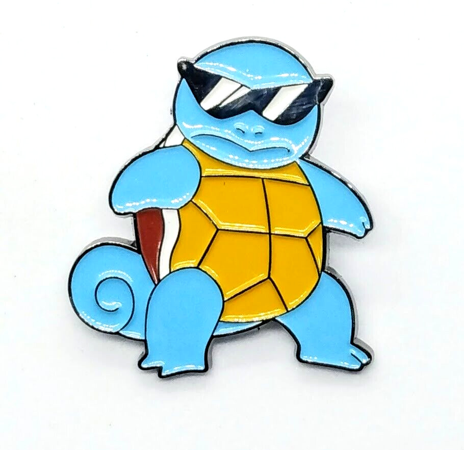 SQUIRTLE SQUAD LEADER PIN Pokemon Sunglasses Cool Turtle Enamel Lapel Brooch