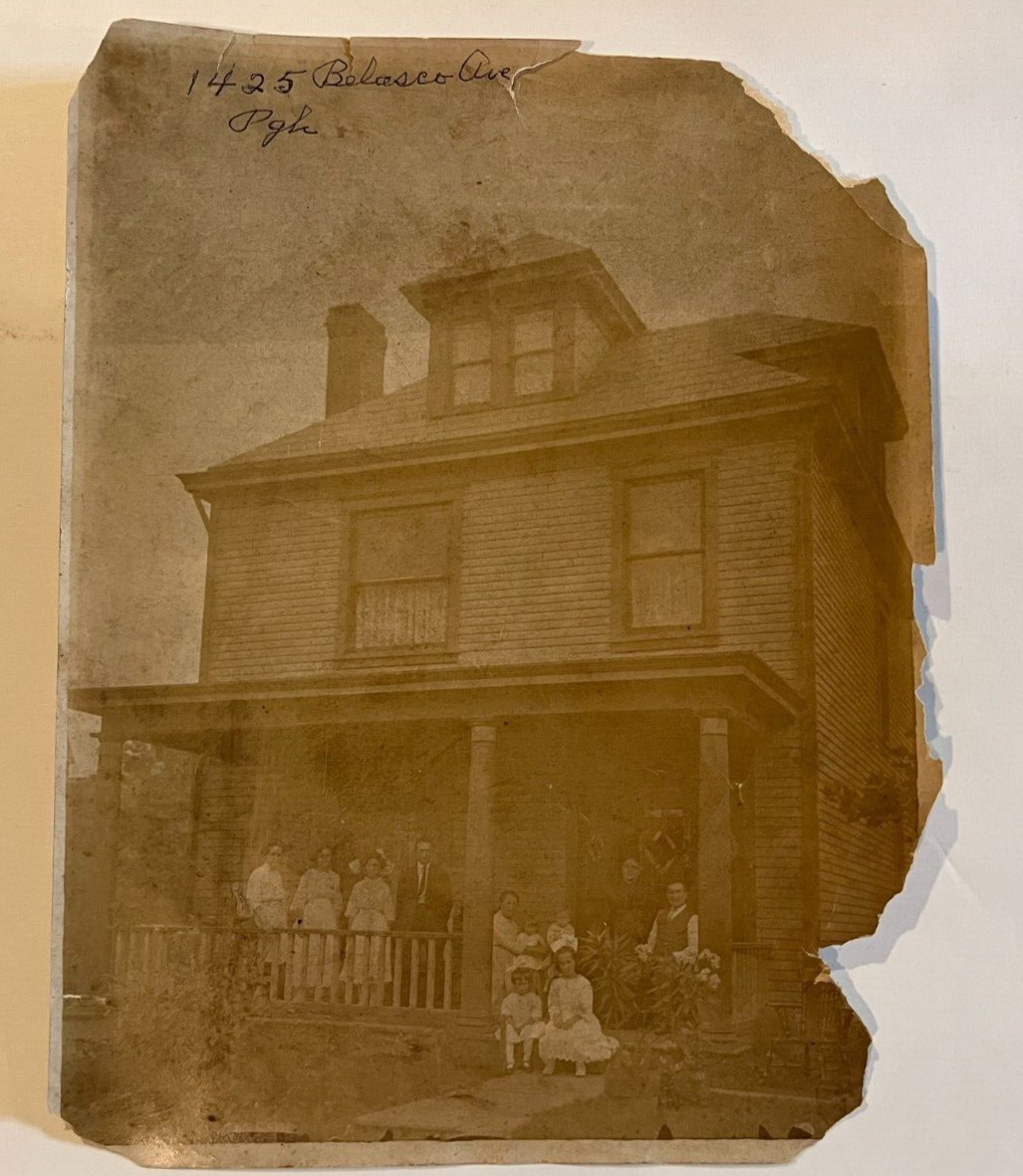 Antique Photo Family in Front of Home 1425 Belasco Ave Pittsburgh, PA