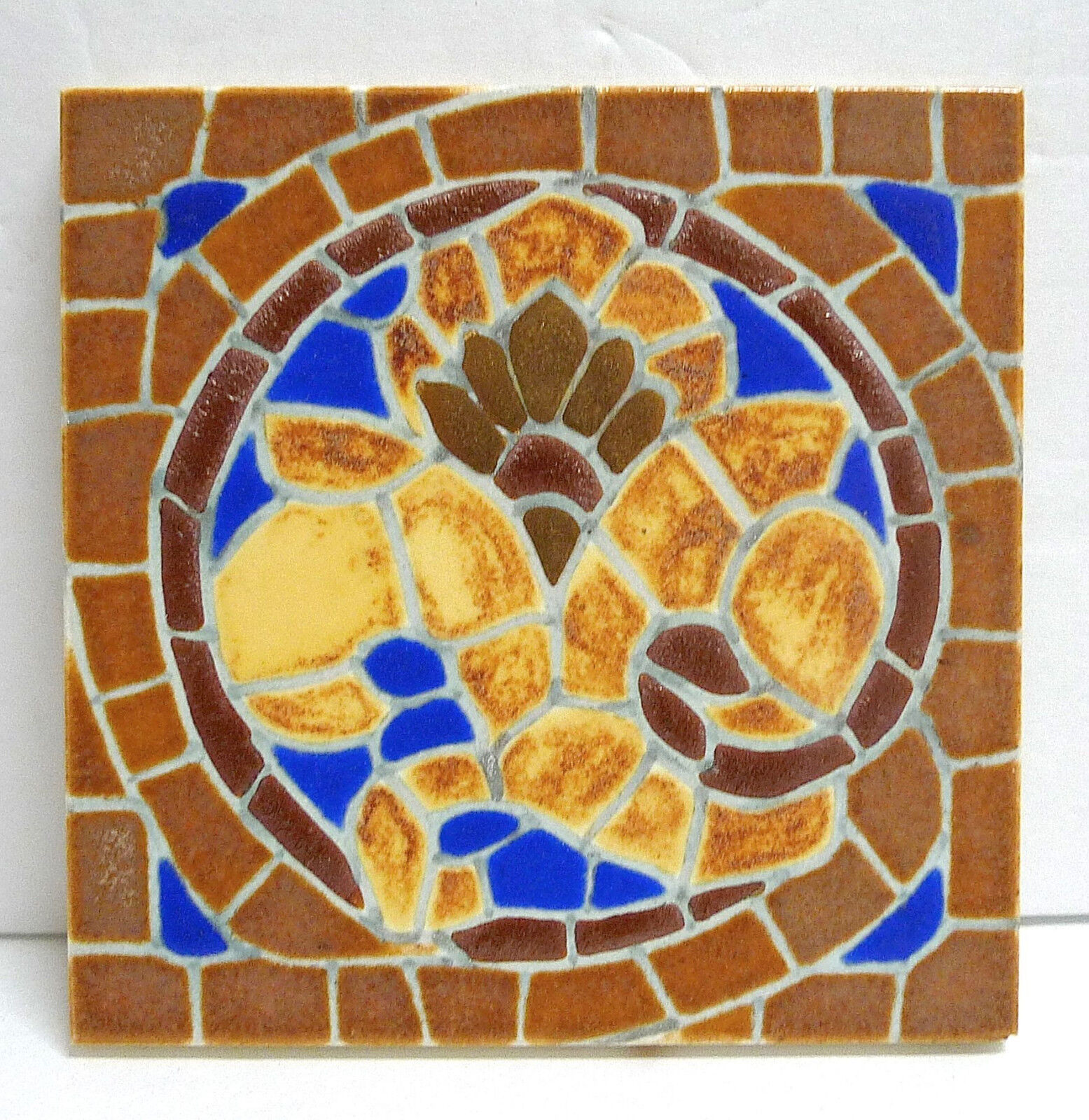 AETCO LA Vintage Decorated Tile with Gold Glazing American Encaustic