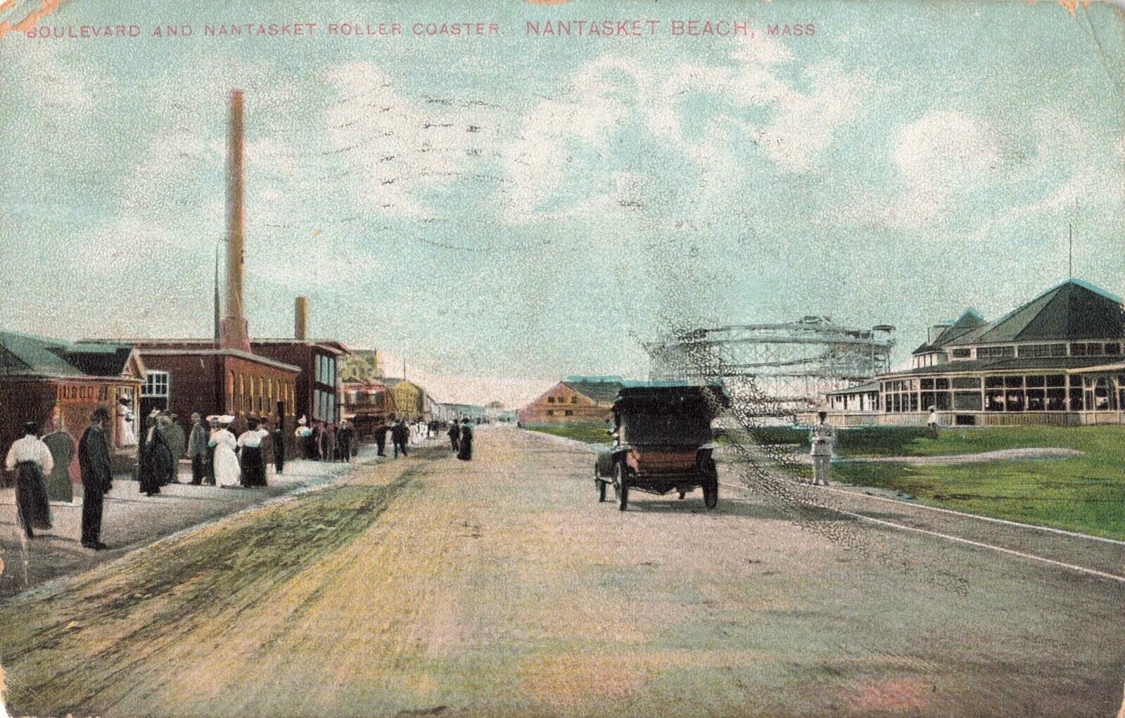 Boulevard & Rollercoaster Nantasket Beach Massachusetts MA 1908 Postcard