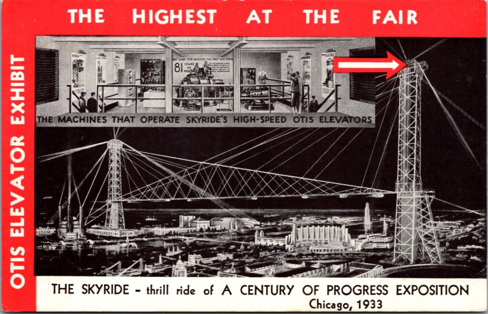 Postcard The Skyride Amusement Ride Century of Progress Exposition Chicago