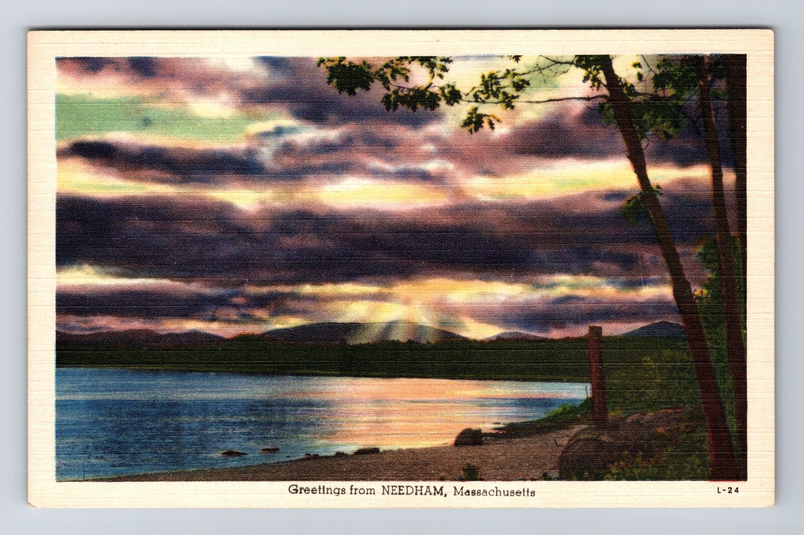 Needham MA-Massachusetts, General Lake Greetings, Antique, Vintage Postcard