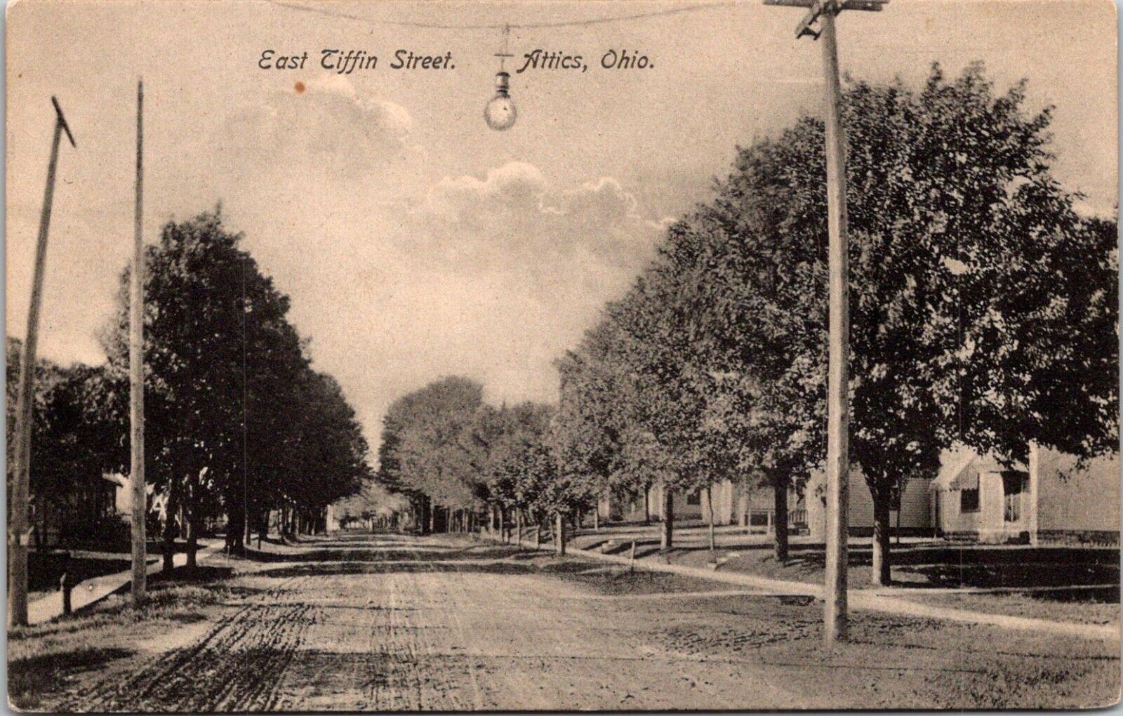 Attica Ohio OH East Tiffin Street Tree Lined St Homes Houses c1910s Postcard