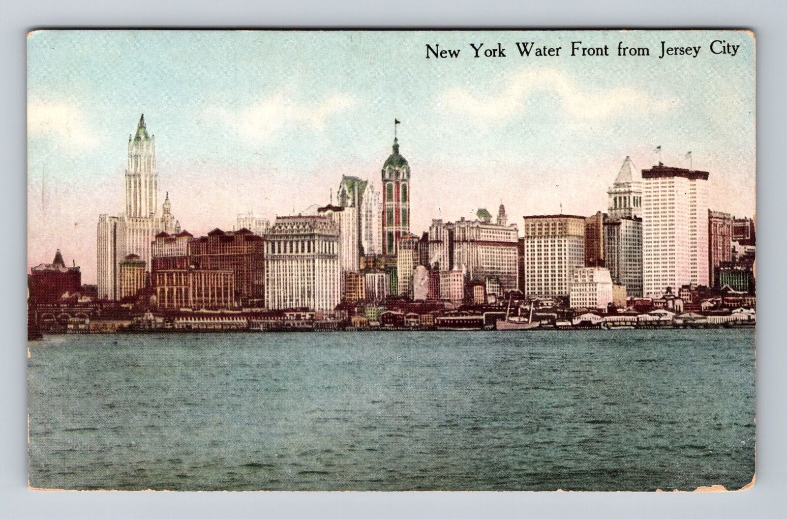 Jersey City NJ-New Jersey, New York Water Front, Antique, Vintage Postcard