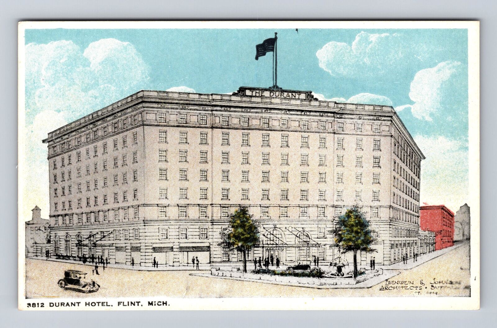 Flint MI-Michigan, The Durant Hotel, Advertising, Antique Vintage Postcard