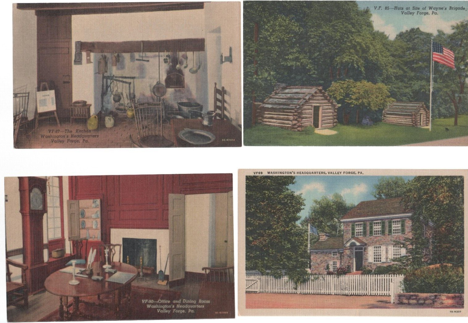 Postcards Valley Forge, Curteich Colortone Vintage Wayne's Penn Brigade Unposted