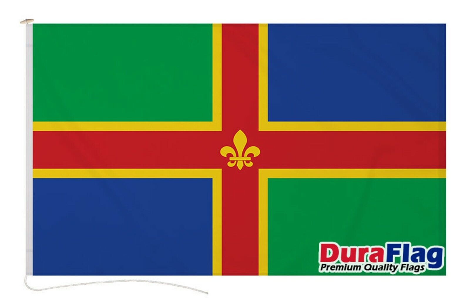 LINCOLNSHIRE DURAFLAG 150cm x 90cm 5x3 FEET HIGH QUALITY FLAG ROPE & TOGGLE