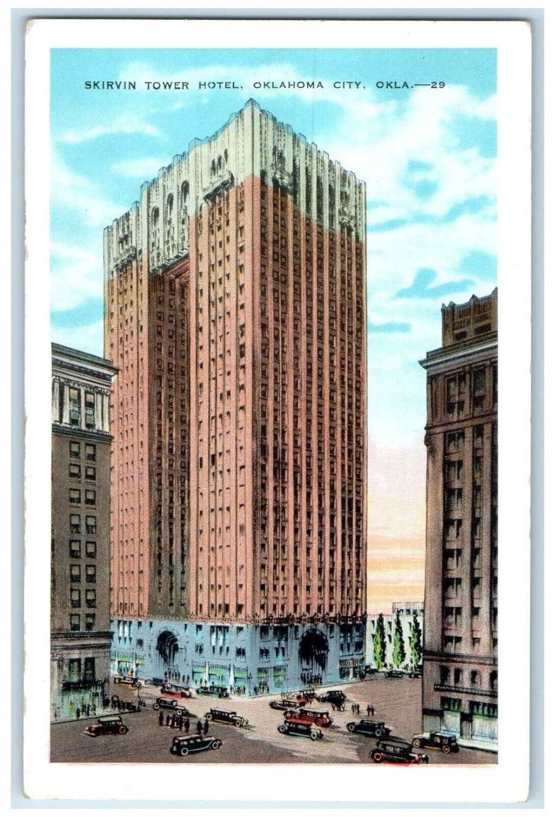 c1920 Skirvin Tower Hotel Exterior Building Oklahoma City Oklahoma OK Postcard