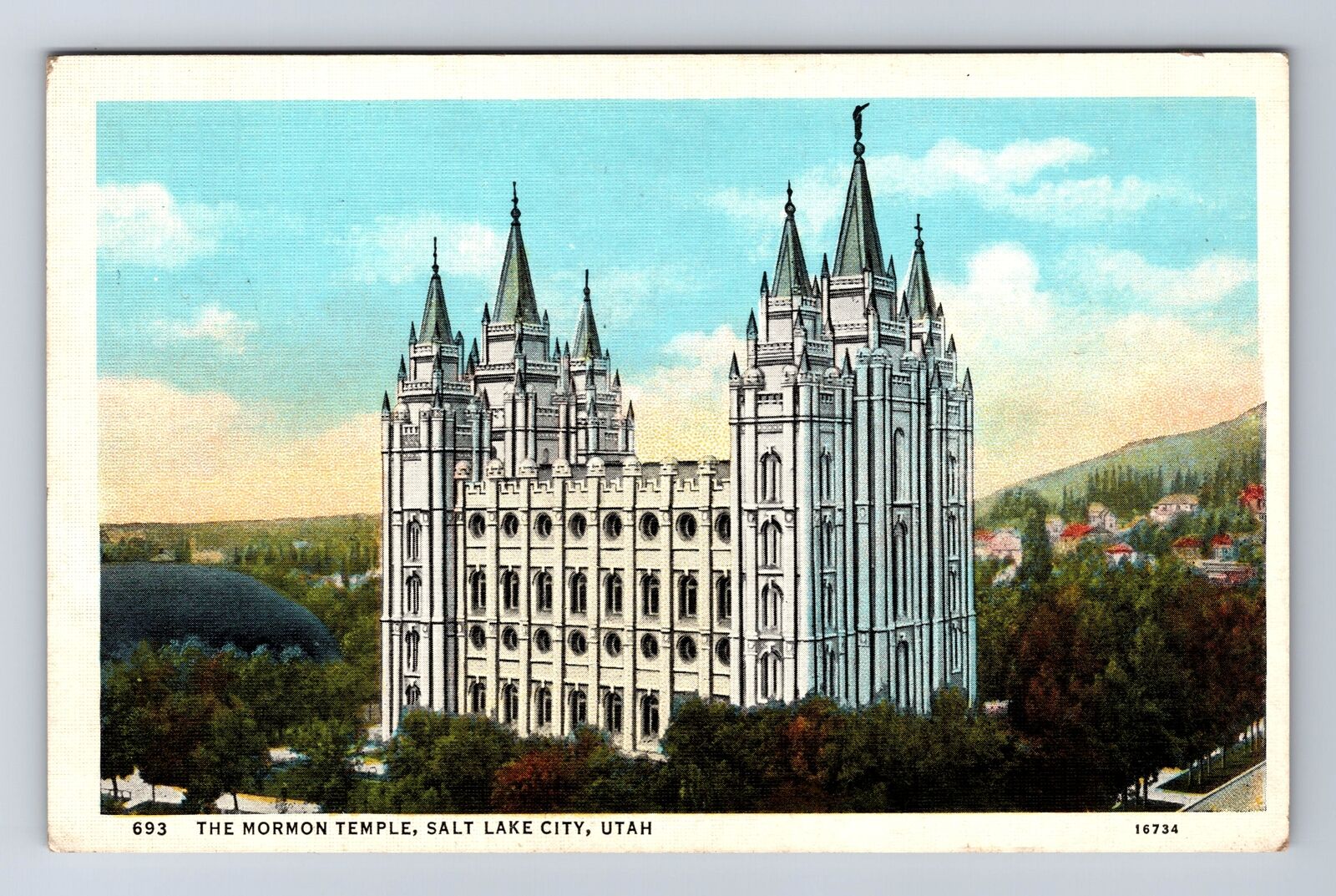 Salt Lake City UT-Utah, the Mormon Temple, Antique Vintage Souvenir Postcard