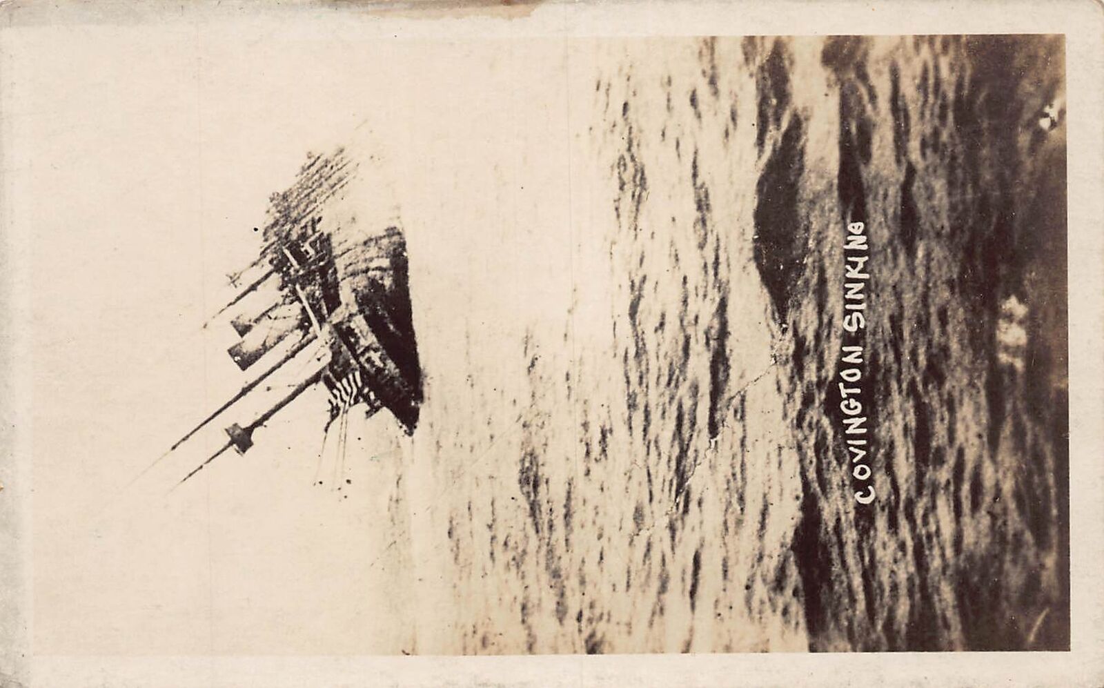 J81/ Ship RPPC Postcard c1920 U.S.S. Covington Sinking Disaster 431