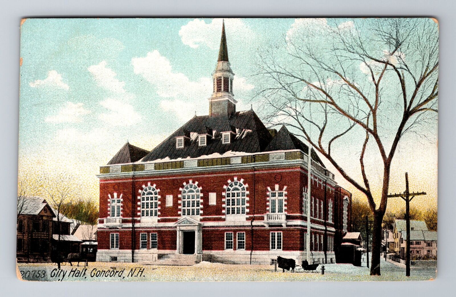 Concord NH-New Hampshire, City Hall, Antique, Vintage Postcard
