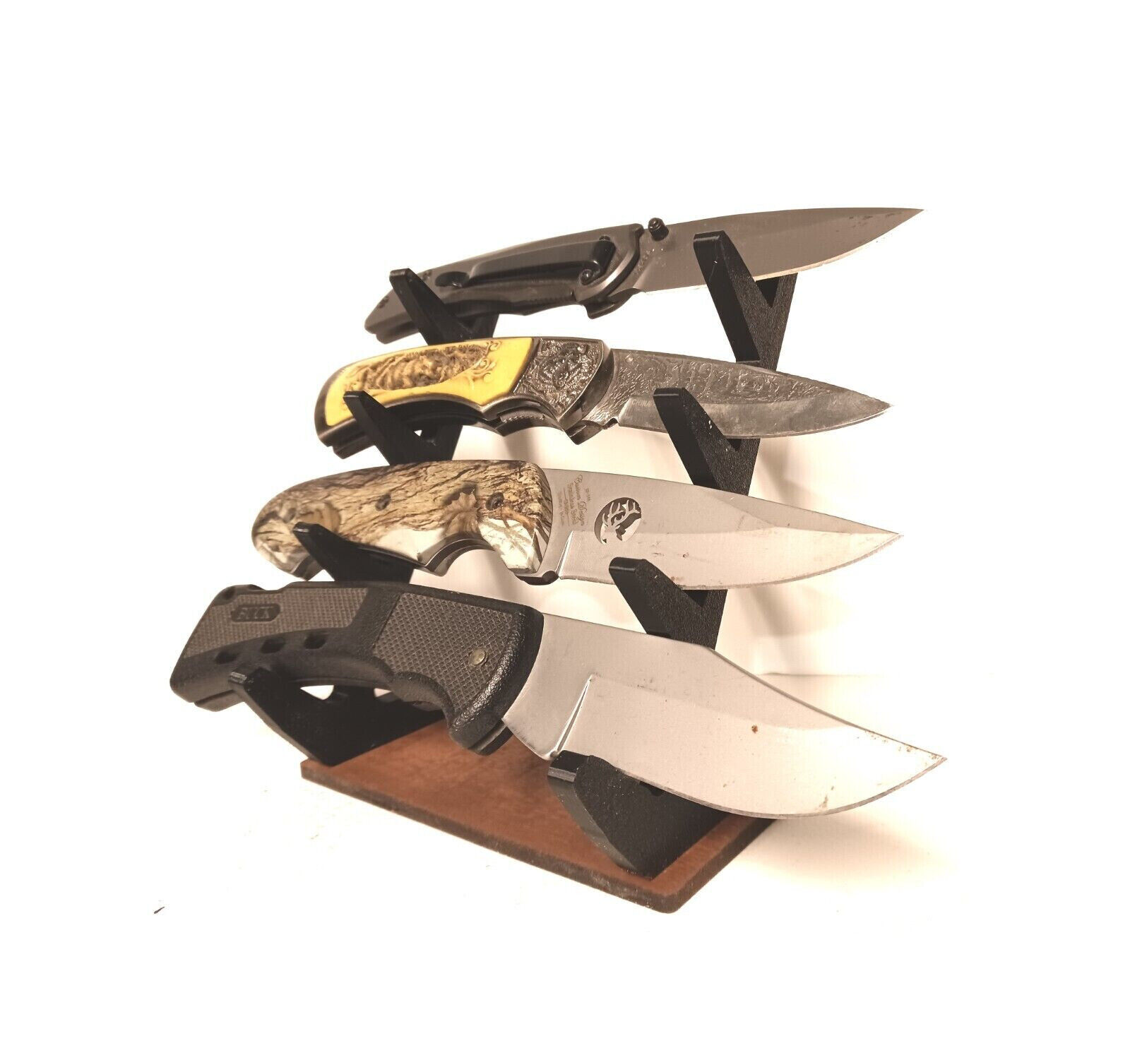 Knife Display Stand for 4 med - larger Knives Gift Sportsman Hunter Collector pt