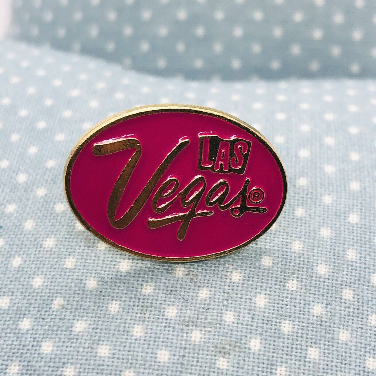 Official Las Vegas Souvenir Enamel Travel Lapel Tac Pin in Hot Pink