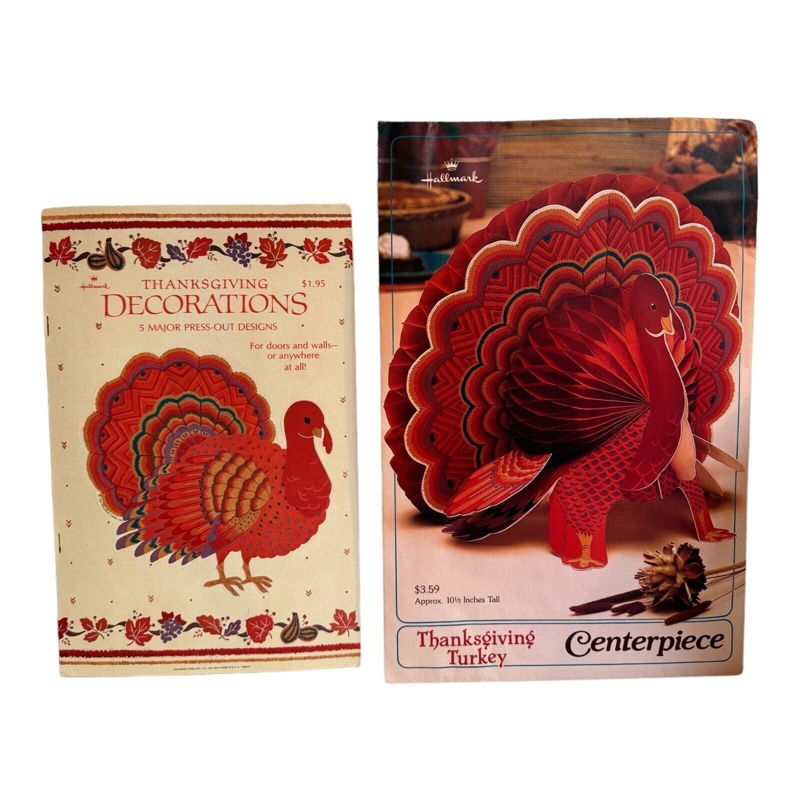 Hallmark Vintage Thanksgiving Turkey Honeycomb Centerpiece And Press Out Designs