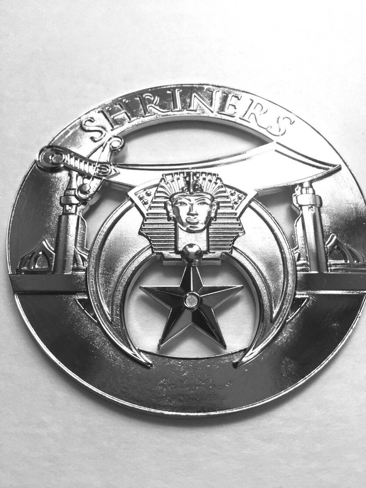 Masonic  Metal Chrome Shriners Auto Car Emblem