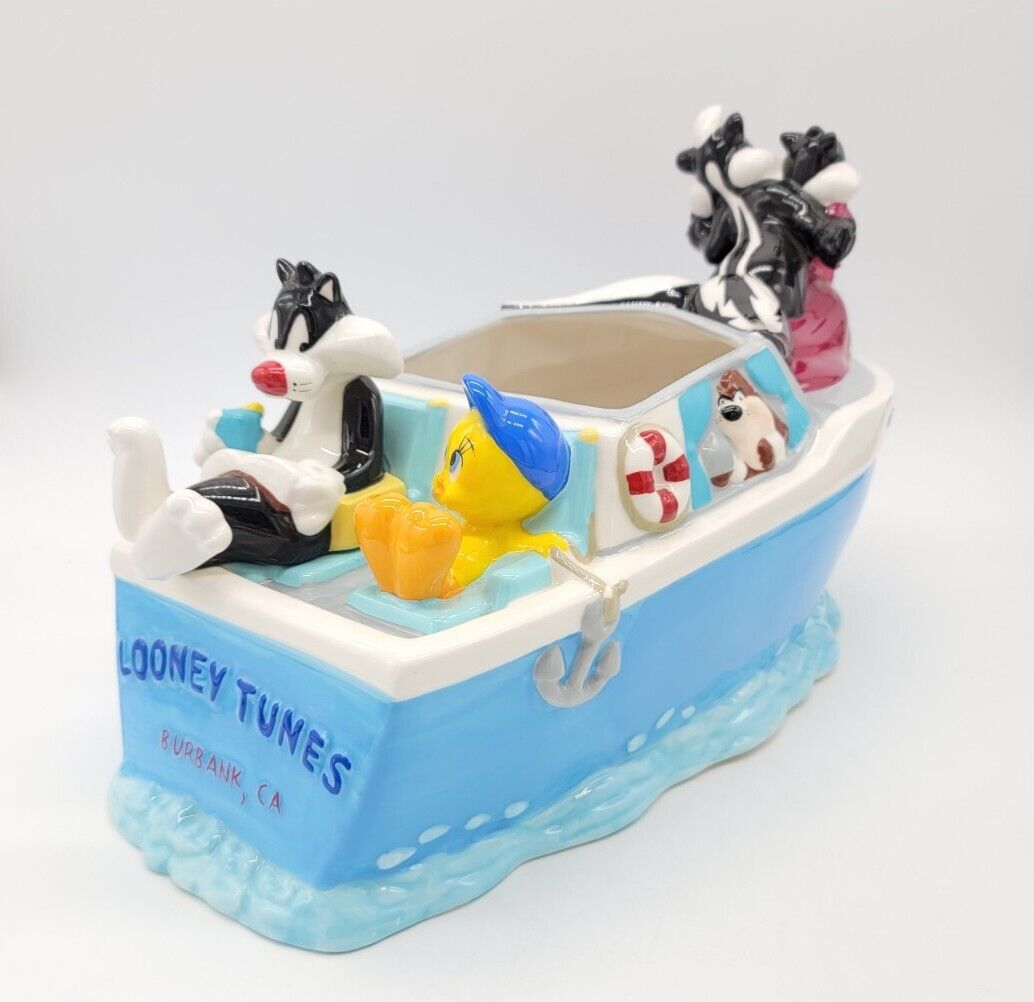 Rare 2000 Looney Tunes LT Boat Cookie Jar Bugs Taz 