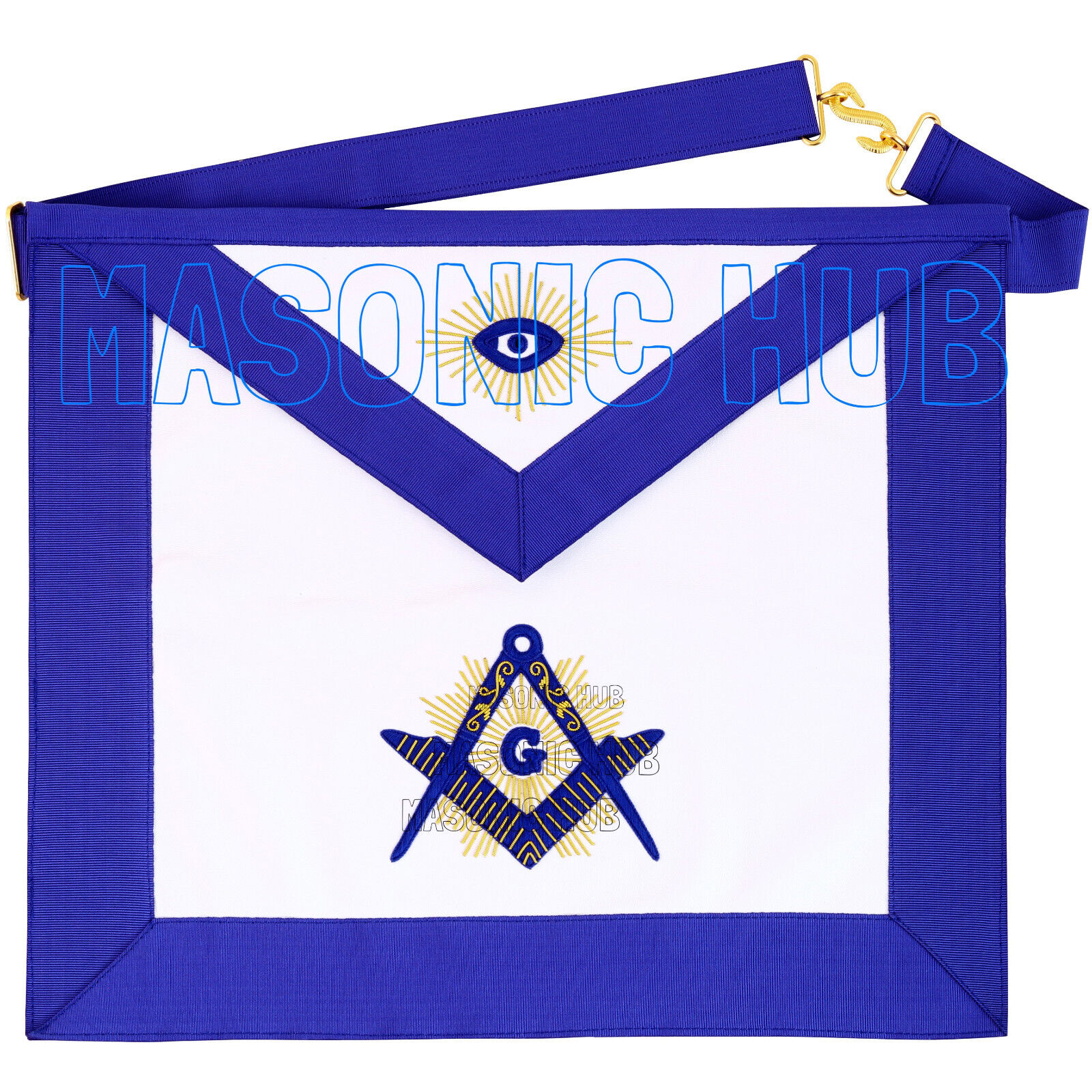 Handcrafted 100% Lambskin Master Mason Blue Lodge Apron with Radiant G Symbol