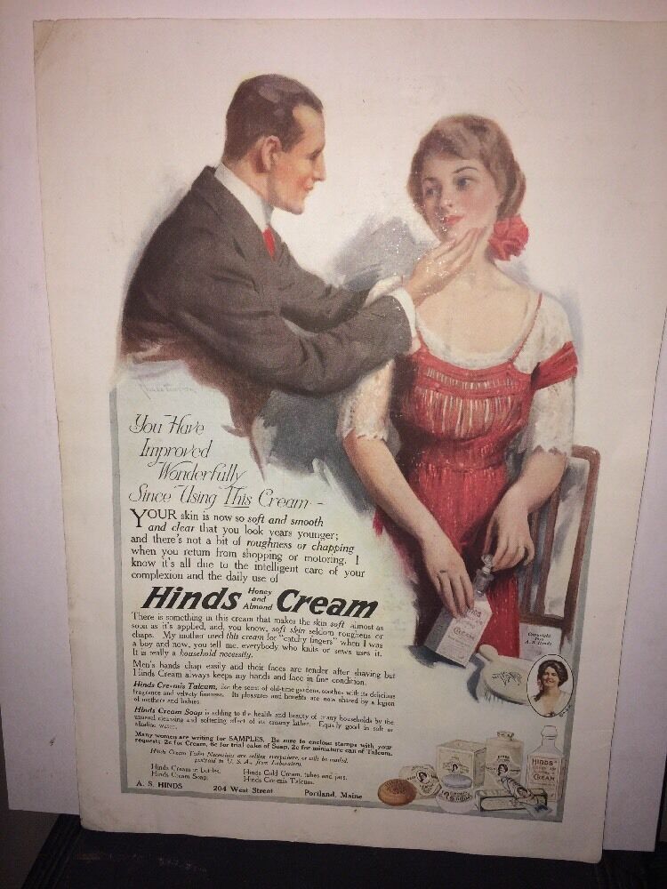 1918 Vintage Advertisement  Hinds Honey & Almond Cream  11 X 16 Print Ad