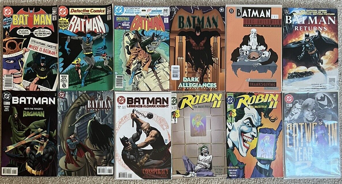 Lot of 12 Various 1970s and 1990s Batman, Robin, Catwoman DC Comics Books