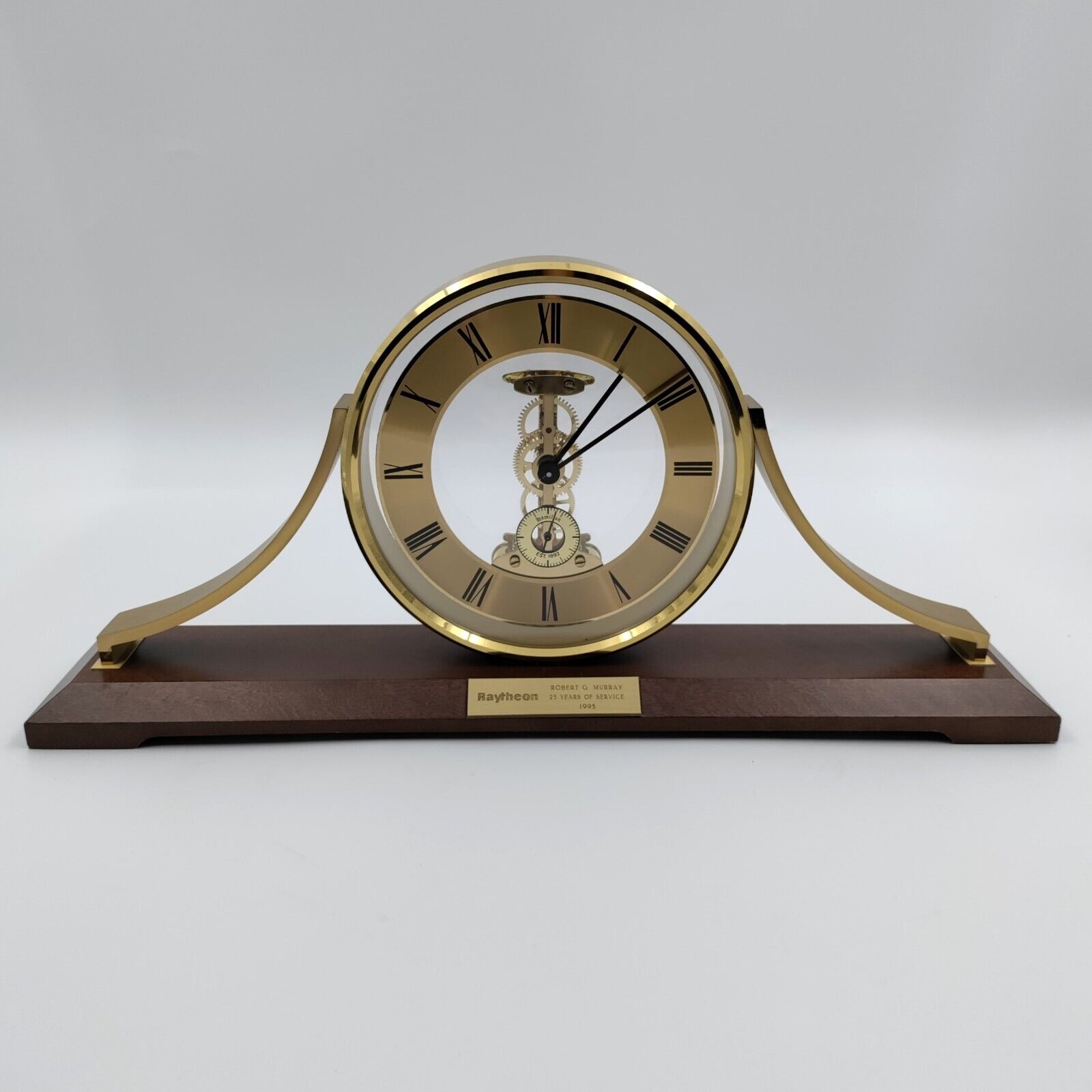 Vintage Hamilton Germany Raytheon 25 Years of Service 1993 Employee Clock -WORKS