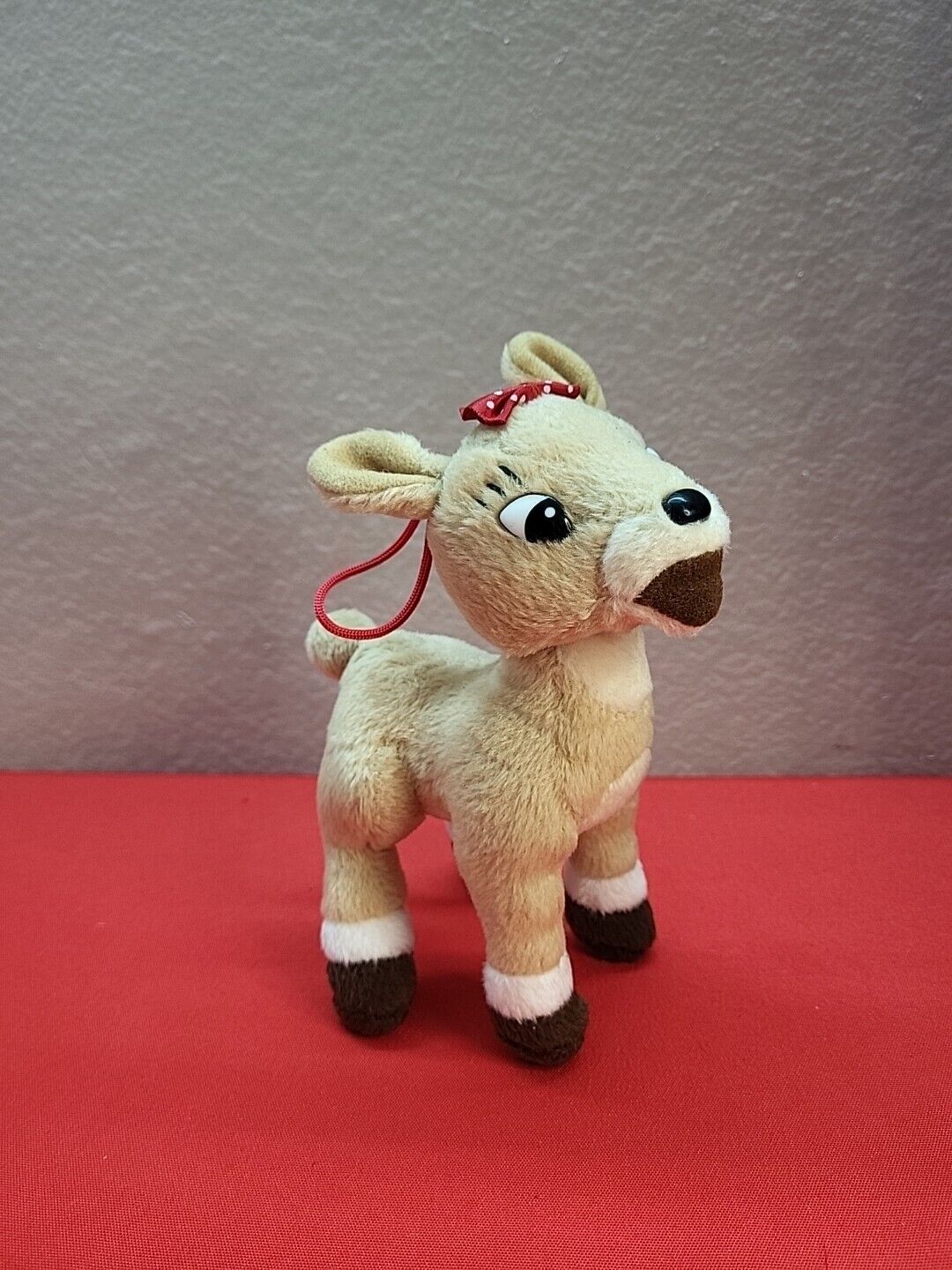 Vintage 1998 Prestige Clarice 7” Plush Ornament Rudolph Red-Nosed Reindeer