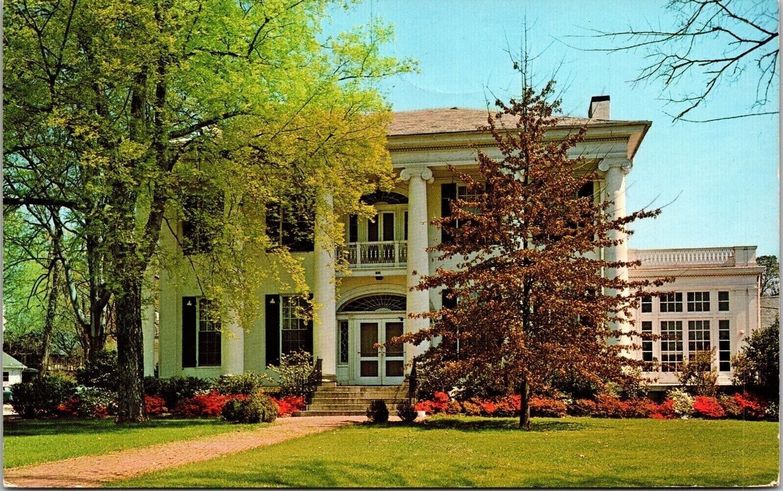 White Southern Mansion Postcard VTG UNP Koppel Bessemer AL Alabama Azaleas